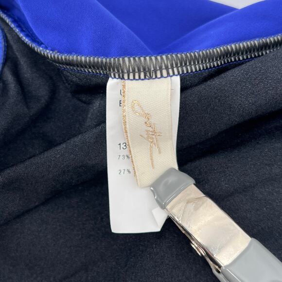 GOTTEX Lattice Gathered One Piece Swimsuit Womens 8 Blue Strapless Convertible - Picture 14 of 16